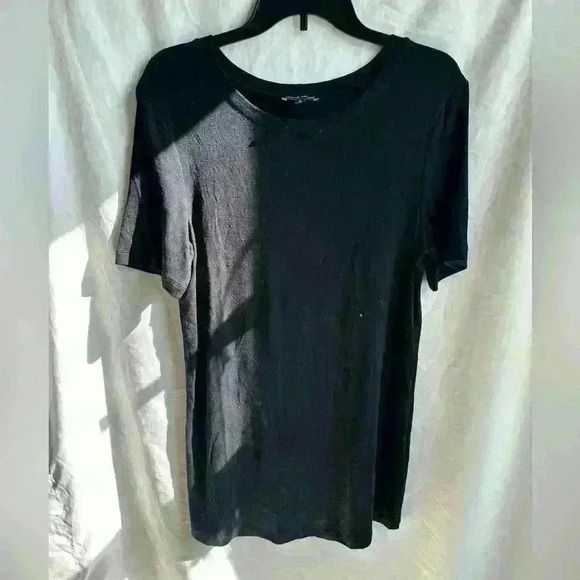 Universal Standard Black Ribbed Short Sleeve T-Shirt Dress Soft Stretchy Size S - Picture 1 of 3
